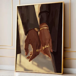 Black Love Art Print: Couple Holding Hands, African American Romance (Digital Download)