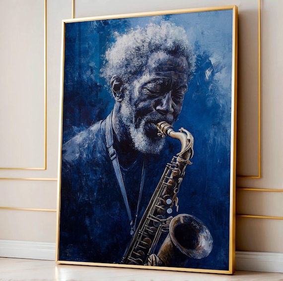Jazz Afro Man Art Print Digital Black Musician Poster African