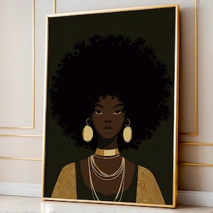 Black Woman Afro Art Print: Afrocentric Illustration (Digital Download