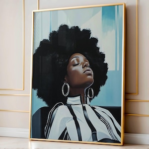 Afro Woman Portrait: Expressive Feminine Energy Abstract Art (Digital Download))