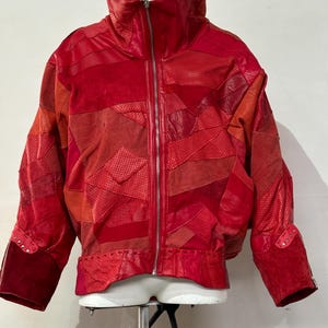 Extremely Rare Handmade Red Leather Patchwork Jacket