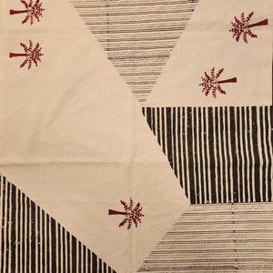 Reversible Cotton Table Runner: Hand-Printed Floral & Striped Designs