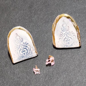 Handcrafted Arch Motif Earrings • Ceramic & Gold Leaf • Elegant Lightweight Studs