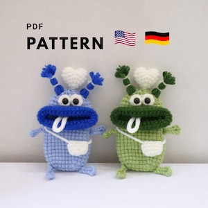 Monster key holder Crochet Pattern (EN & DE) | Tote Boo  Key Cover | Amigurumi Keychain PDF