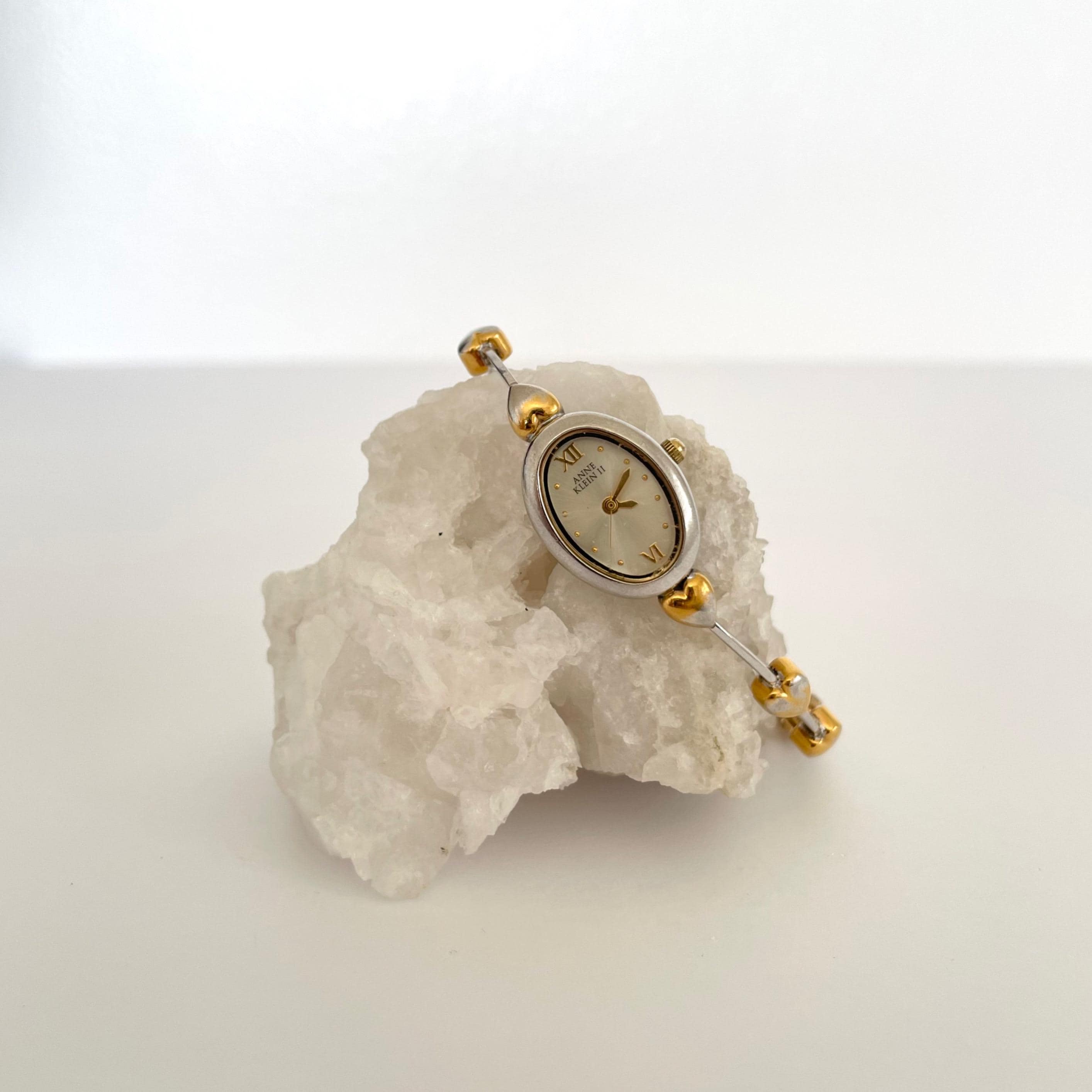 Anne Klein Two Tone Bangle Watch Vintage 1990s Minimalist Jewelry Bracelet Watch Vintage Anne Klein Watch Womens Multi-toned Stainless Steel  main image 4