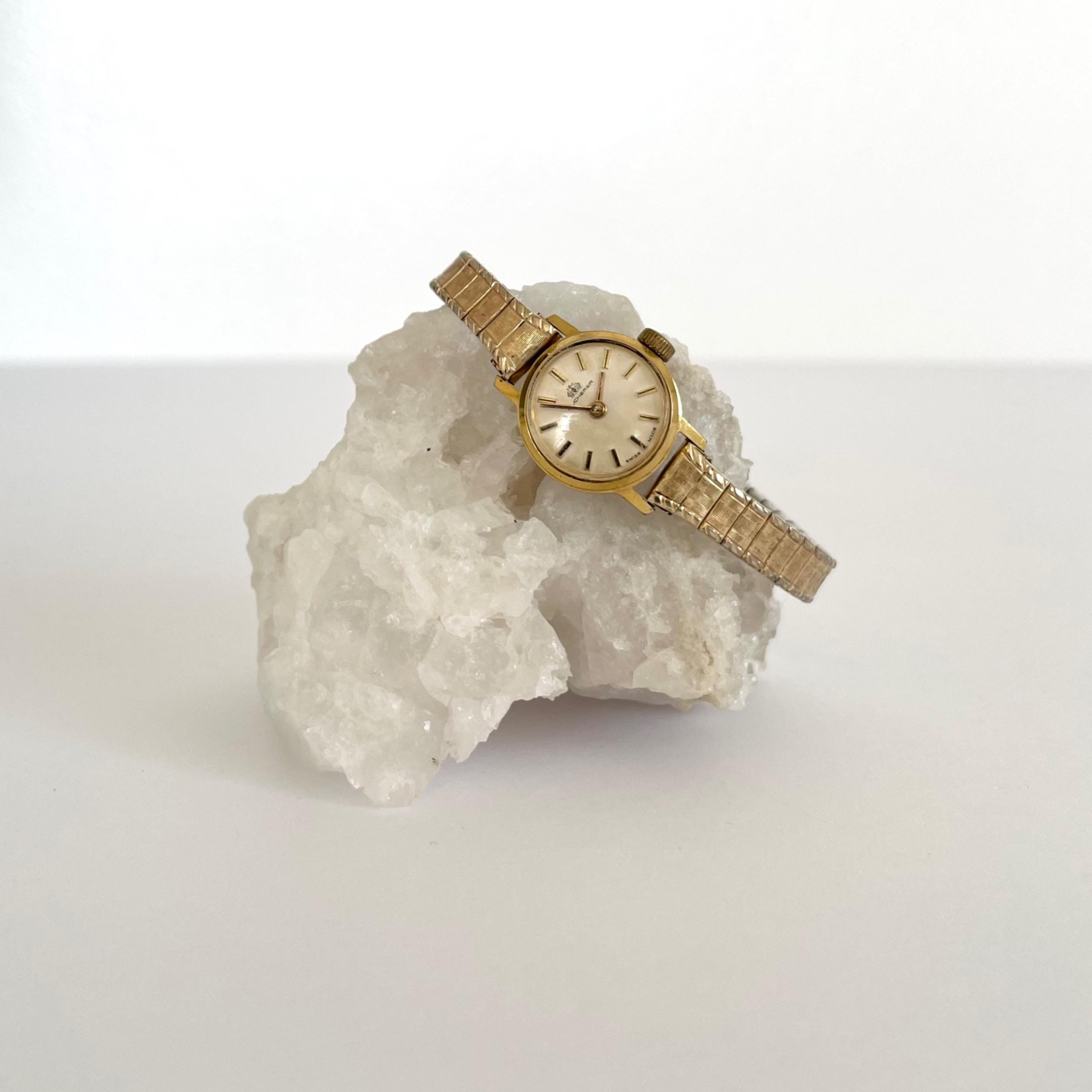 Vintage Bucherer Womens Watch 18mm White Dial Gold Tone Manual Wind Swiss 7.25\
