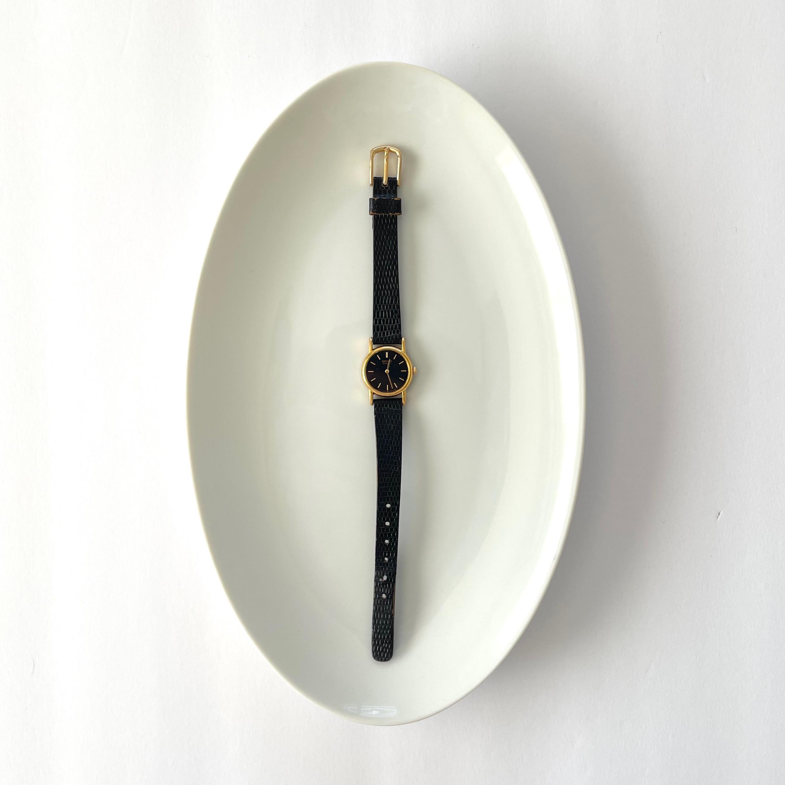 Classic Round Face Wristwatch in Black and Gold Swiss Yellow Gold and Black Watches | The Watch Club by SwissWatchExpo main image 2
