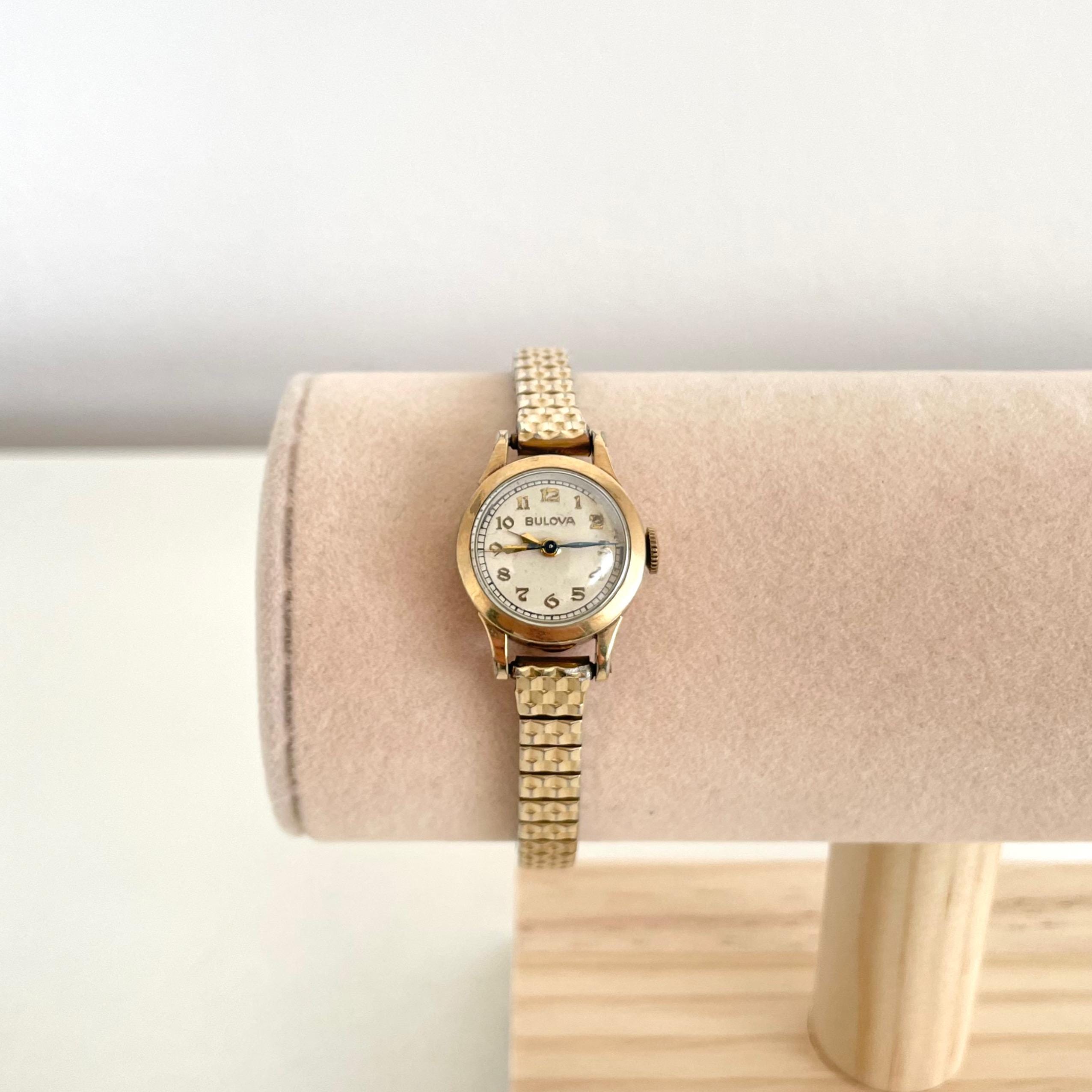 1950s Bulova Swiss 10K White Gold Filled Vintage Mechanical