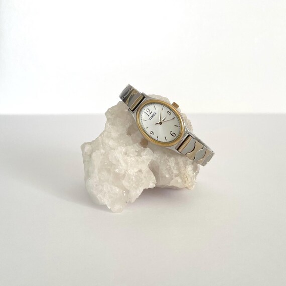 Vintage 2005 Two Tone Oval Face Cavatina Timex Women’s Watch with Stretch Band | Classic Watch | Birth Year Watch | Working Watch