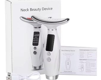 Dispositivo de belleza para cuello y rostro. Masaje vibratorio para el cuidado personal de la piel de rostro y cuello. Dispositivo de belleza para uso doméstico, máquina de lifting facial.