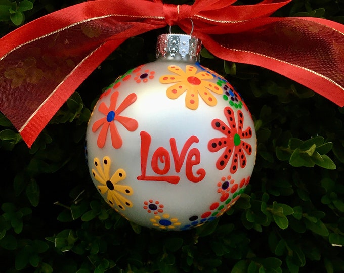 Personalized Love Ornament Colorful Flower Design Christmas - Etsy