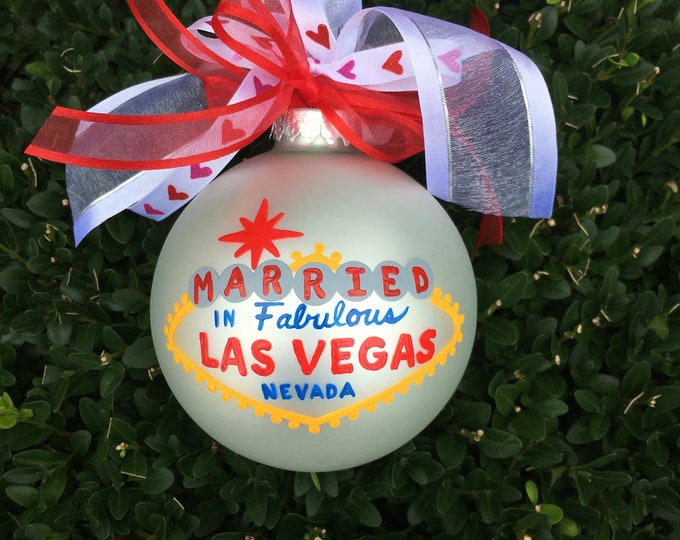 Married in Las Vegas Ornament Personalized Wedding Bauble Etsy