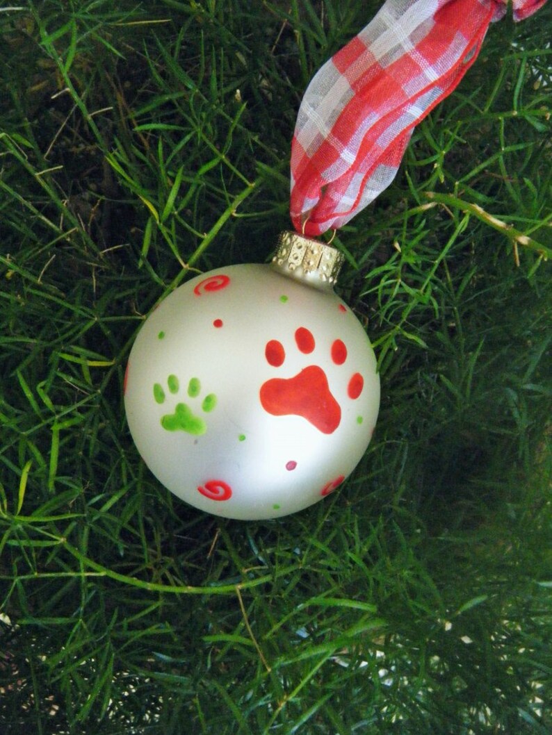 Personalized Dog Ornament Set Puppy and Paw Print Christmas Etsy