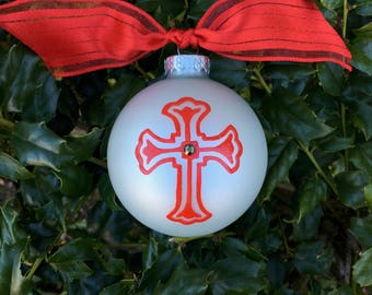 Cross Ornament - Birthday or Baptism or First Communion Cross - Personalized Christmas Cross, Christmas Ornament, Memorial Bauble