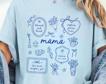 Chemise personnalisée maman avec noms d'enfants, chemise personnalisée de famille de maman, chemise de maternité, chemise de grand-mère, cadeau unique de fête des mères