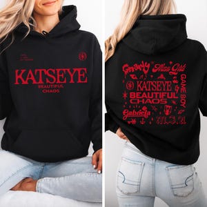 Sweat à Capuche Unisexe Motif Katseye - Coupe Décontractée, Poches Latérales Et Kangourou, Couleurs Blanc Et Noir