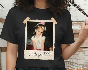 Camiseta Polaroid Vintage Personalizada, Camiseta con Foto del Año de Est. Personalizada, Camiseta Retro con Foto de Recuerdo, Regalo Polaroid de Cumpleaños Personalizado, Camiseta con Foto Personalizada