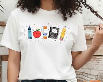 Cute School Supplies Doodle Tee, Kindergarten Classroom Teacher Gift, First Day Of School Outfit, Be Kind Shirt, Teacher Appreciation Shirt