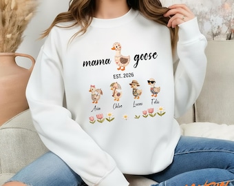 Chemise personnalisée canard maman avec noms d'enfants, chemise famille personnalisée maman oie, chemise maternité, chemise grand-mère, cadeau drôle de fête des mères