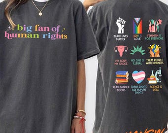 Grand fan de la chemise anti-atout des droits humains, chemise égalité des droits humains, chemise LGBT arc-en-ciel, chemise féministe, cadeau justice sociale pour militant