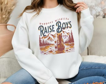 Unisex Support Wildlife Raise Jungen Shirt, Mama Bär Grafik Shirt, Outdoor Familien Party T-Shirt, Natur Liebhaber Geschenk, lustiges Muttertagsgeschenk
