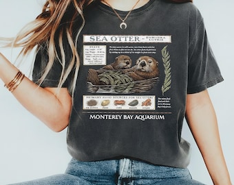 Unisex Seeotter Monterey Kalifornien 90er Jahre Aquarium-Liebhaber-Shirt, Retro Monterey Bay Otter-Shirt, Vintage Otter-Shirt, Küstenästhetik-Shirt