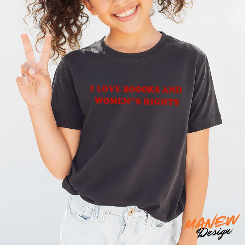 I Love Books And Women's Rights Baby Tee, Feminist Book Lover Shirt, Bookish Feminist Y2K Baby Tee, Cute Bookworm Feminist Gift Shirt image 7