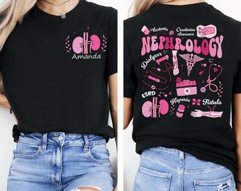 Two-Sides Custom Names Dialysis Nurse Shirt, Personalized Nephrology Tech Kidney Pocket Shirt, Funny Gift for Nurse, Nurse Appreciation Gift