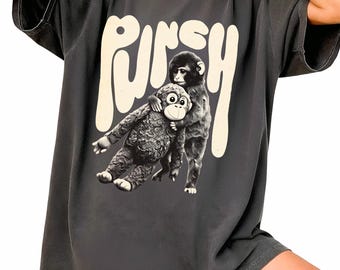 Punch The Monkey Emotional Meme Graphic Shirt, Cute Baby Monkey Punch Shirt, Rescue Animal Story Meme Tee, Baby Monkey Holding Plush Toy