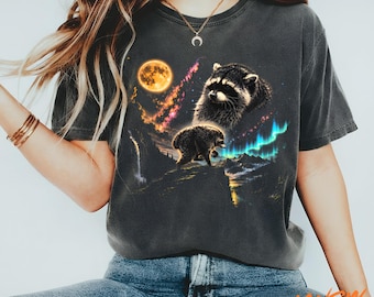 T-shirt vintage Jimothy Raccoon, T-shirt viral Seattle Feral Legend Raccoon, T-shirt rétro motif lune, T-shirt Round King Meme, Cadeau pour amoureux des animaux