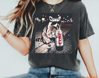 Chemise coke light raton laveur, t-shirt meme animal drôle, chemise graphique raton laveur Genz Dank cool, streetwear drôle de soda meme, chemise amusante pour amoureux des animaux