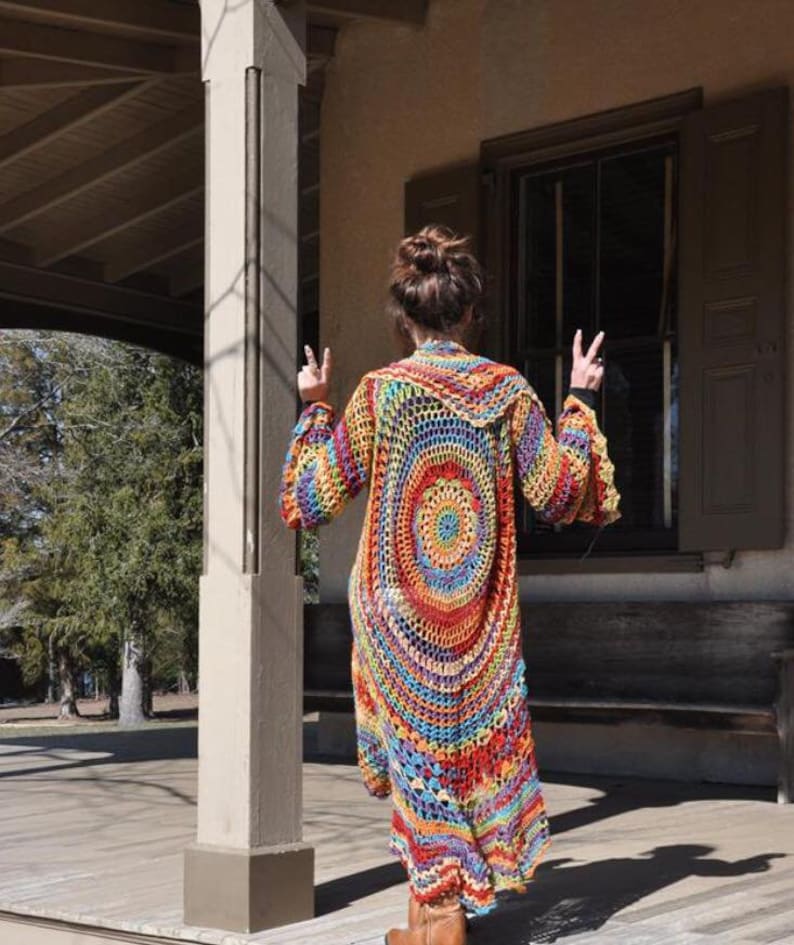 Crochet Hippie Sweater 70's Hippie Sweater Bohemian | Etsy