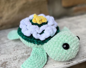 Crochet Sea Turtle, Whipped cream Turtle plushie toy, Sea turtle soft plushie for kids, Crocheted xmas tree turtle