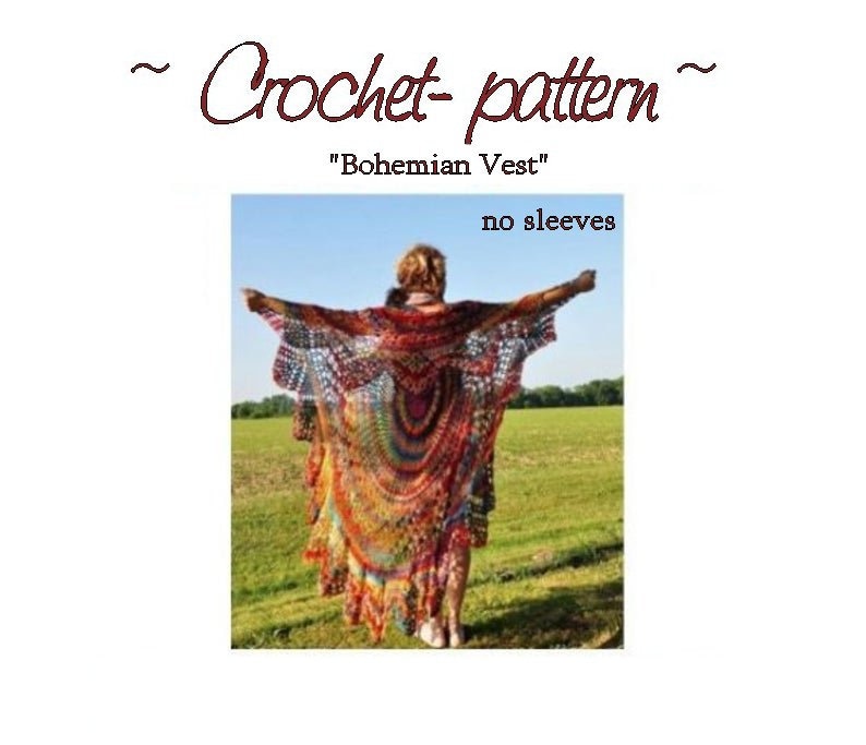 Bohemian Vest Crochet PATTERN Circle Vest Pattern/ Boho Vest pattern/ Crochet Boho vest/ Stevie Nicks Style Vest DIGITAL file PDF image 1