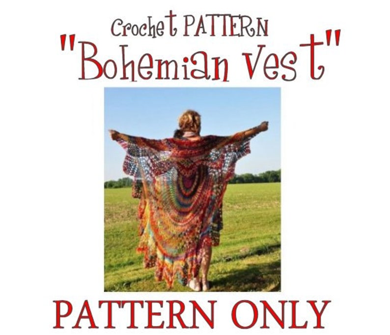 Bohemian Vest Crochet PATTERN Circle Vest Pattern/ Boho Vest pattern/ Crochet Boho vest/ Stevie Nicks Style Vest DIGITAL file PDF image 2