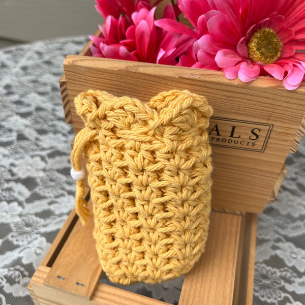 Soap Saver, Pale Yellow Gold Soap bag, Eco Friendly Crochet Soap Saver, Crochet Soap Saver, Handmade Soap Bag, Organic cotton soap pouch