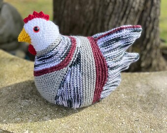 Grey knit chicken, Emotional support Chicken, Knitted chicken, Mabel Chicken, Barnyard chicken, Farmhouse chicken