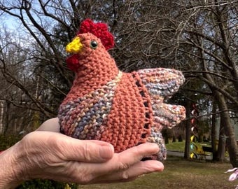 Emotional support Chicken, MINI -Knit chicken, Barnyard chicken, Knit Farmhouse chicken, Mini Chicken 7-8 inches tall.