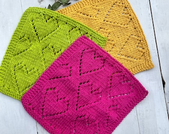 Knit Washcloth, Bathroom washcloth set , Bright color tones, Cotton Knit Washcloth, ready to Ship, Set of 3