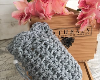 Soap saver, Crochet Grey Soap Saver, Handmade Soap bag, Eco Friendly Crochet Soap Saver, Crochet Soap Bag, Organic cotton soap pouch