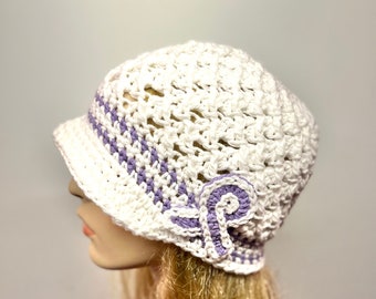 Pancreatic Cancer for ladies, Purple cancer hat,  Stomach cancer, Pancreatic Cancer Awareness Hat, White Chemo Hat, Cancer Hat, Fight Cancer