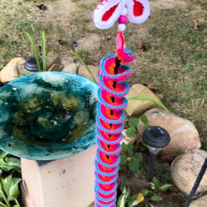 Crocheted Wind spinner, Garden wind chime spinner, Crochet wind spinner for the garden, Butterfly Wind spinner for patio and outdoors image 2