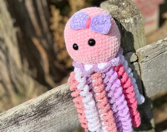 Pink Crochet Plushie JellyFish, Plushie toy, Jellyfish Amigurumi, Crochet Jellyfish plushie, Handmade Crochet Jelly fish plushie toy