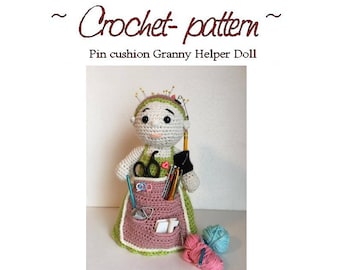 Crochet Pin Cushion doll, Granny Craft helper Amigurumi Doll, Crochet companion doll PATTERN ONLY