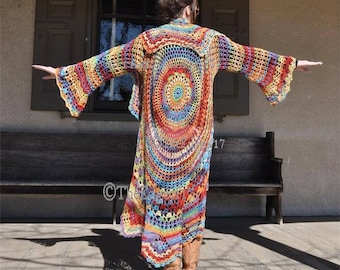 Crochet Hippie Sweater, 70's Hippie Sweater, Bohemian Hippie sweater, Hippie Vest,  "Rock a Little"-Stevie Nicks style