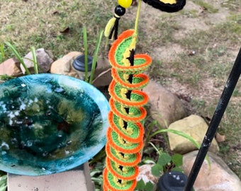 Crocheted Wind spinner, Garden wind chime spinner, Crochet wind spinner for the garden, Butterfly Wind spinner for patio and outdoors