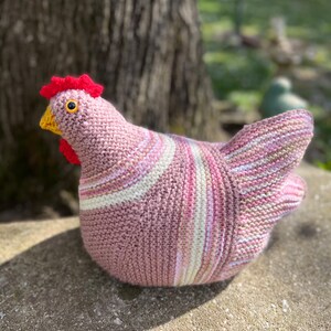 Emotional support Chicken, Knit Chicken, Farm Chicken, Mabel Chicken, Barnyard chicken, Farmhouse chicken, Pink Sparkle knit chicken