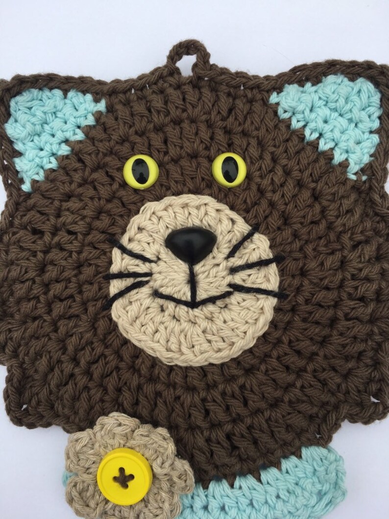 Kitchen Potholder Crochet Cat Potholder Cat Potholder Cat Etsy