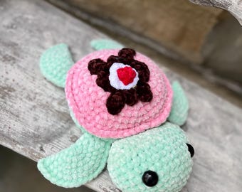 Crochet Sea Turtle, Ice cream Sundae Turtle plushie toy, Sea turtle soft plushie for kids, Crocheted turtle