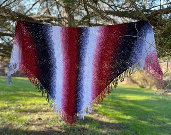 Hippie Fringe Shawl –Multicolor Fringe Shawl -Crochet Triangle Shawl -Hippie Shawl Fringe Wrap - Gypsy Shawl- 70's Shawl – Ready to Ship!